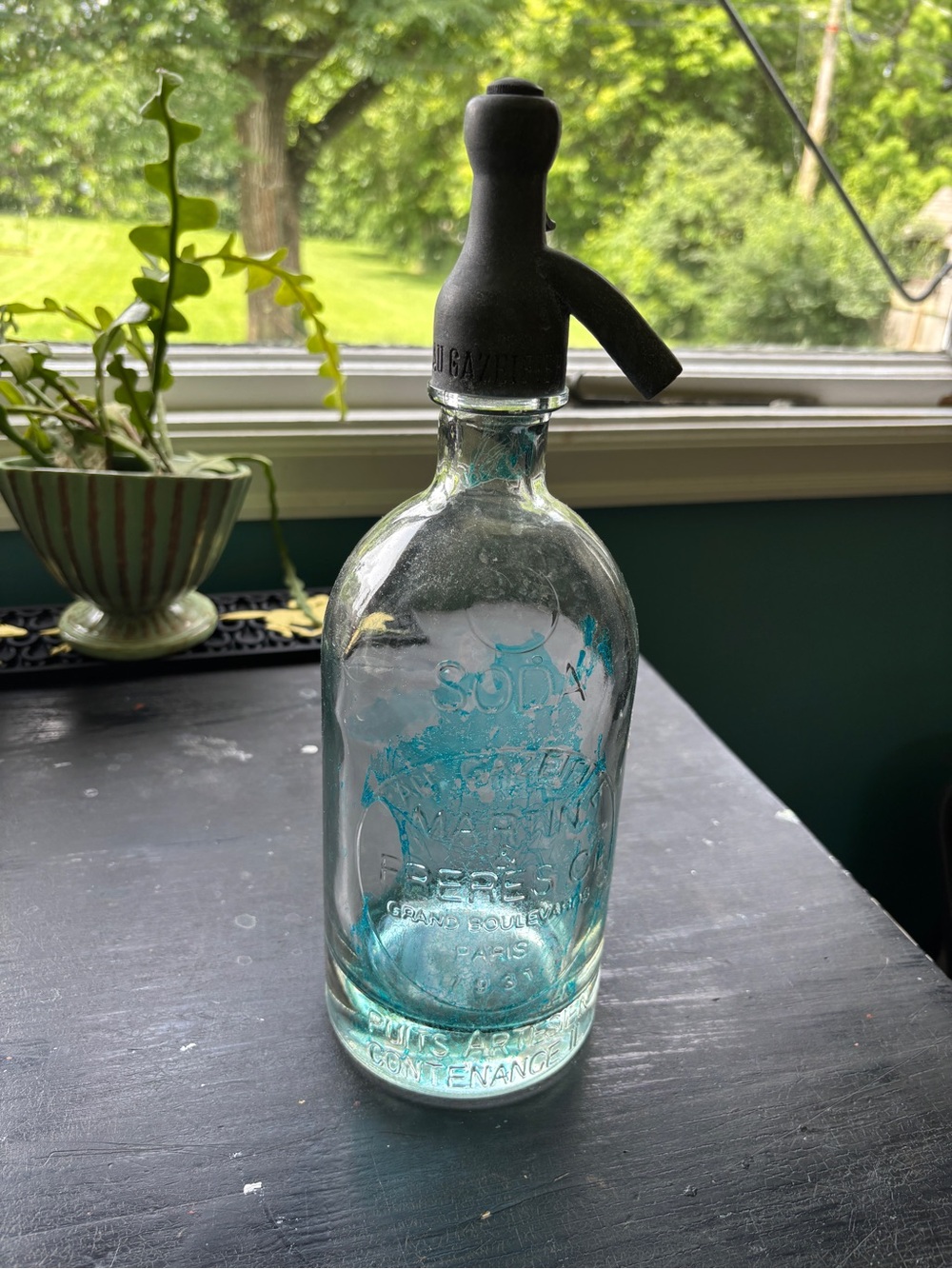 vintage french fizzy water or seltzer bottle
